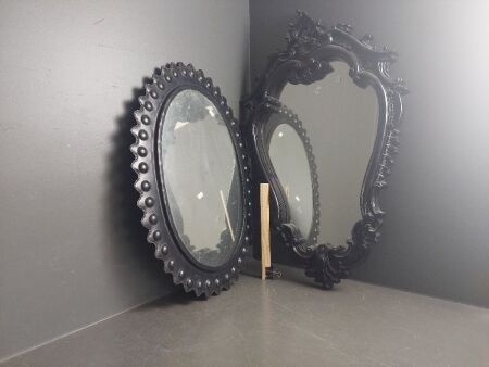 2 Black Ornate Mirrors