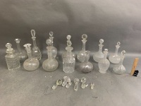 Collection of Antique & Vintage Cut Glass & Lead Crystal Decanters - 13 in Total