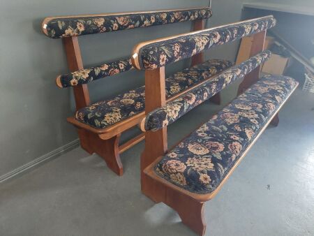 2 Vintage Upholstered Church Pews