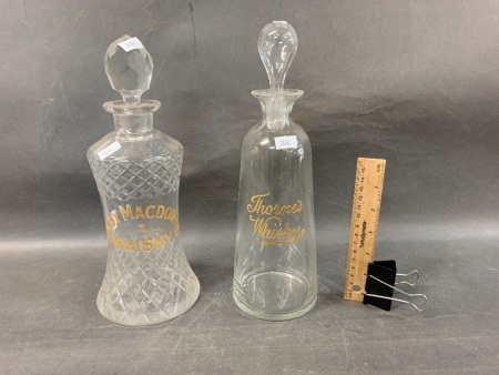 2 Antique Cut Glass Whisky Decanters - Sandy Macdonald & Thorne's