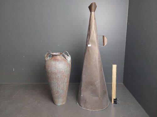 Tall Copper Uranium Urn and 18th Century Shipping Megaphone