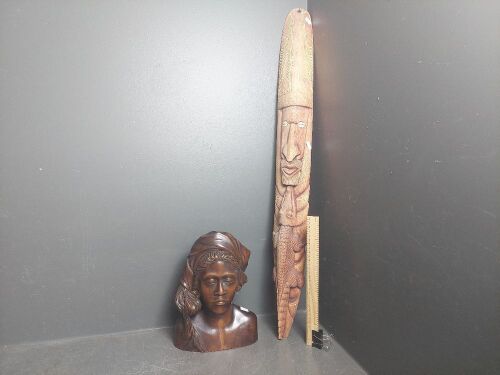 1 x Indonesian Female Carving - 1 x New Guinea Carving