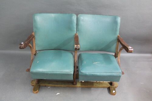 Pair of Vintage Cast Iron Framed Folding Cinema Seats