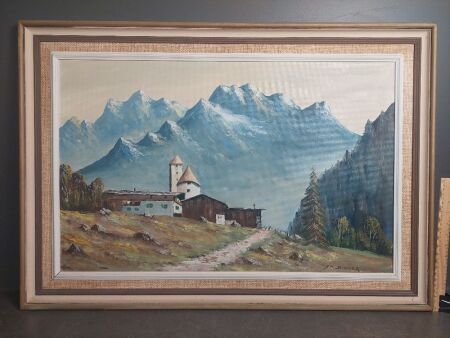 The Dolomitos Italy - Alfred William Singer Signed - Oil on Board - App H 670 x L 960