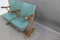 Pair of Vintage Cast Iron Framed Folding Cinema Seats - 2