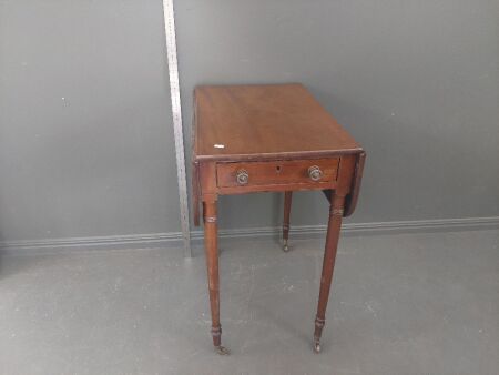 Antique Drop Leaf Lamp Table on Castors