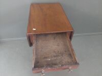 Antique Drop Leaf Lamp Table on Castors - 2