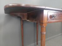 Antique Drop Leaf Lamp Table on Castors - 4