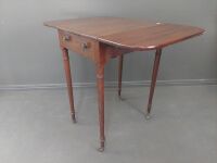 Antique Drop Leaf Lamp Table on Castors - 6