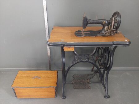 Vintage Treadle Sewing Machine - With Cover - Wertheim Francfort Trademark 