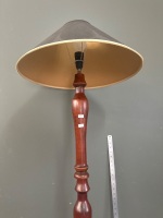 Turned Mahogany Floor Lamp w. Black Conical Shade - 2