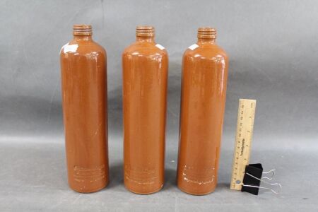 3 Vintage German Pottery Gin Bottles