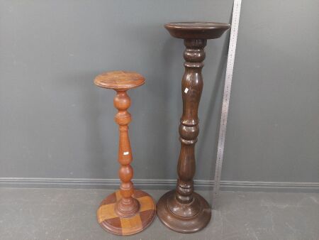 2 x Turned Timber Pedestals