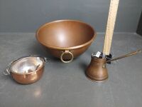 Copper Mixing Bowl - Copper Milk Pourer - Copper Sugar Bowl and Spoon 