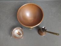 Copper Mixing Bowl - Copper Milk Pourer - Copper Sugar Bowl and Spoon  - 2