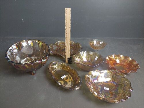 Assorted Marigold Carnival Glass Bowls