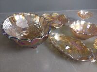 Assorted Marigold Carnival Glass Bowls - 3