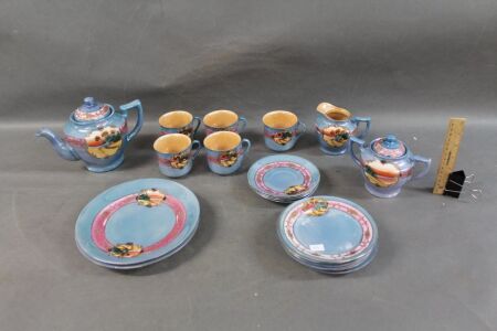 Vintage Lustreware Tea Set with Lake House Scene