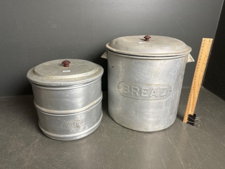 Large Aluminium Vintage Bread Tin & Pastry Canister