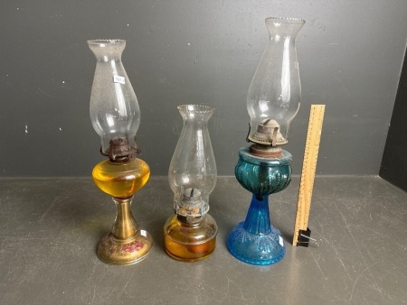 3 Vintage Oil Lamps