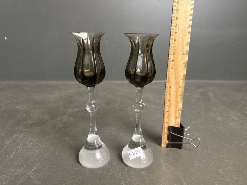 Pair Rosenthal Candle Sticks Etched