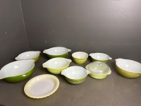 Large Collection of Green Pyrex Dishes - 2