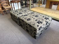 Pair Black & Grey Ottomans