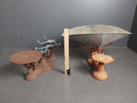 2x Vintage Balance Scales - 1 Marked J. Wederburn