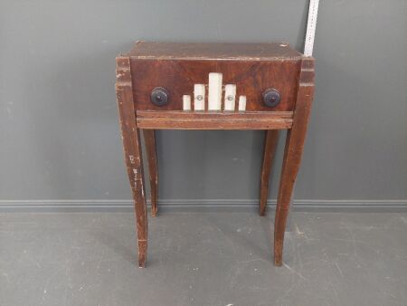 Interesting Side Table (possibly former radio) - marked inside Beale Cabinet