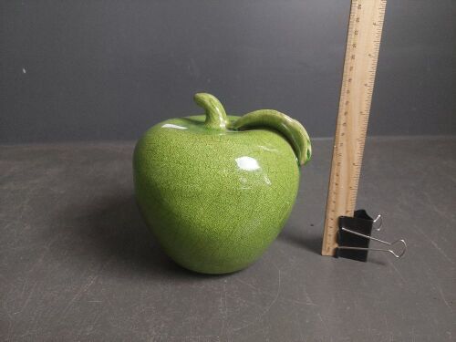 Ceramic Green Apple Figurine Art