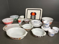 Large Retro Set of Pyrex Dishes & Arcopal Dining Set - 3