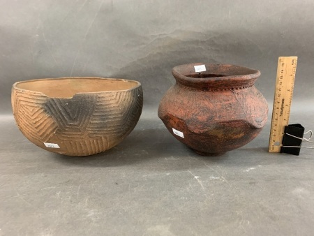 2 Vintage PNG Pottery Bowls