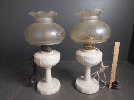 Pair of Retro Fitted Kerosene Lantern