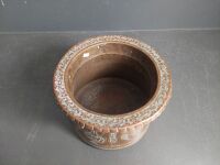 Large Etched Copper Pot w. Brass Handles - 2