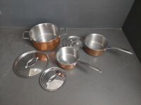 3 Crofton Copper Saucepans with Lids - 2