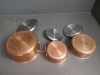 3 Crofton Copper Saucepans with Lids - 3