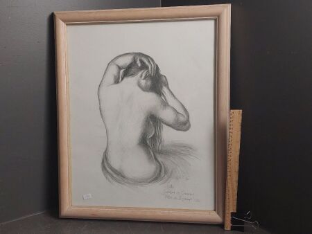 Signed Original Pencil Drawing - After Gaetaro de Gennaros Etude de Baigneuse