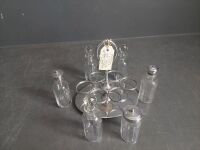 Antique E.P.N.S  Six Bottle Cruet Cut Crystal - 3