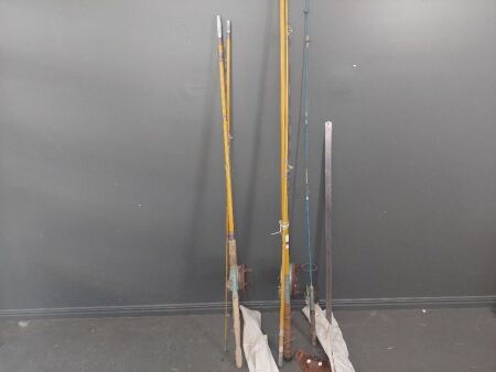 3 Vintage Fishing Rods with Charles Alvey Bakelite Reels