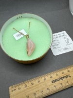 Superb Rose Quartz Pendant with Diamonte Trim - with certificate of analysis - 2