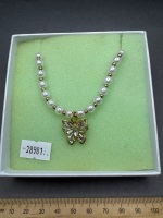 Superb Pearl Necklet with Ornate Diamonte Drop (Unused) - 2