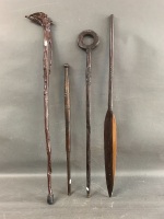 2 Vintage Walking Sticks, Pace Stick & Spear Head