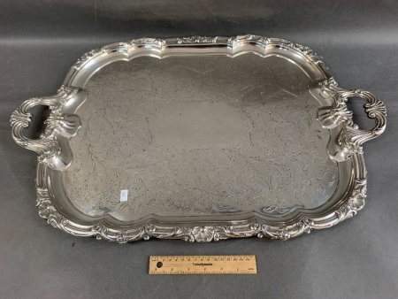 XL Heavy Antique Sheffield Plate Serving Tray c1860's