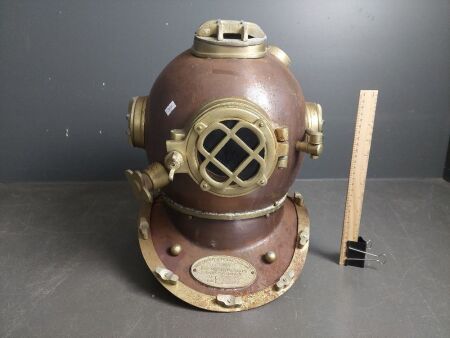 Large Brass and Copper Replica US Navy Divers Helmet