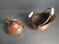 Beaten Copper/Brass Coal Scuttle and Tea Pot - 2