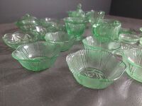 Large Lot of Green Depression Glass - 2