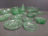 Large Lot of Green Depression Glass - 3