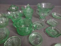 Large Lot of Green Depression Glass - 4