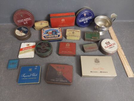 Assorted Vintage Tobacco Tins + Ashtray