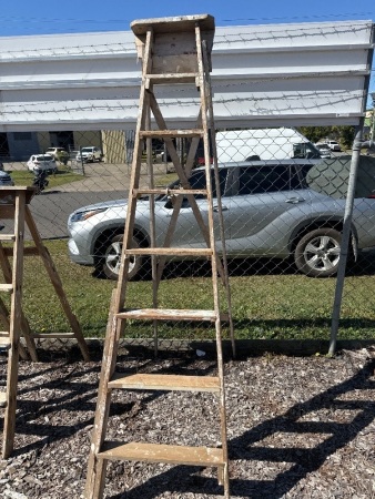 Tall Vintage Wooden Step Ladder (for display)